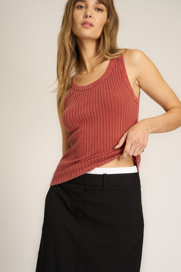 Cooper Sweater Rib Tank in MW Desert Clay