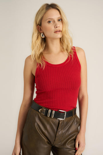 Cooper Sweater Rib Tank in MW Red Dahlia