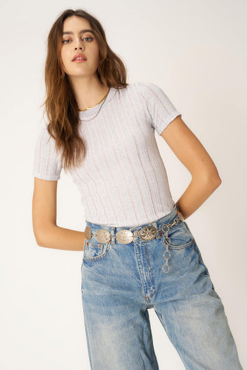 Everyday Textured Rib Tee in Ash