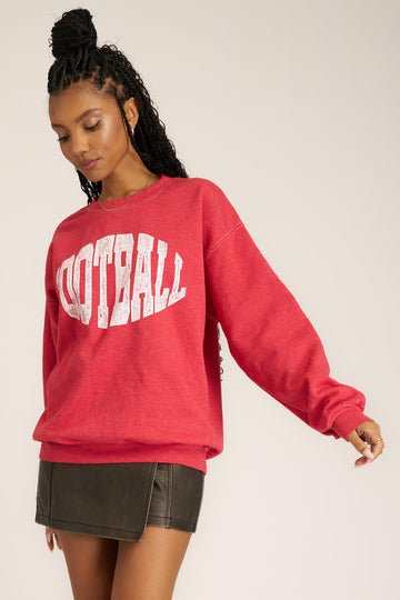 Football Oversized Sweatshirt in Red Dahlia