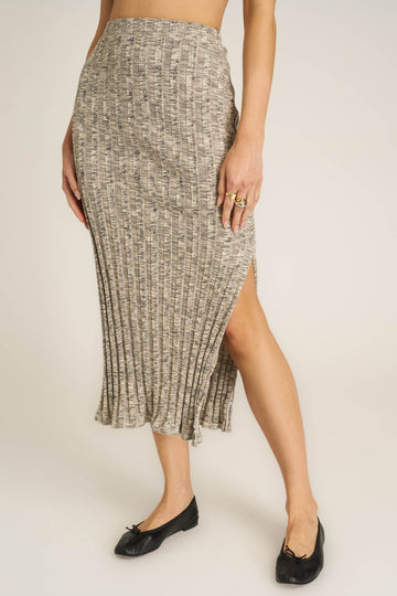 Giorgia Sweater Rib Skirt in Mother of Pearl