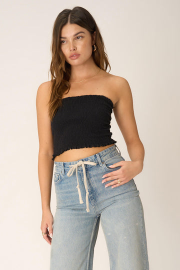 Golden Hour Smocked Tube Top in Black