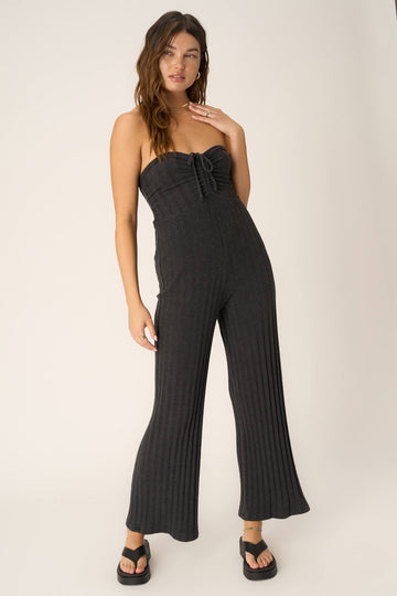 Marseille Strapless Rib Jumpsuit in Black