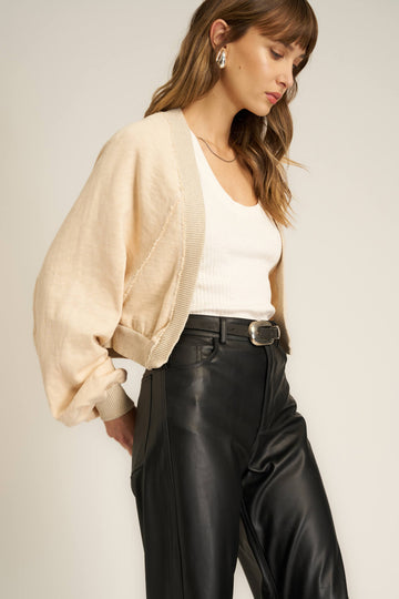 Nieves Seamed Shrug in Mother of Pearl