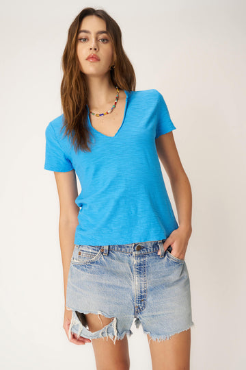 Plata Notched Tee in Blue Lagoon