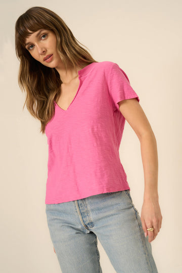 Plata Notched Tee in Love Potion Pink