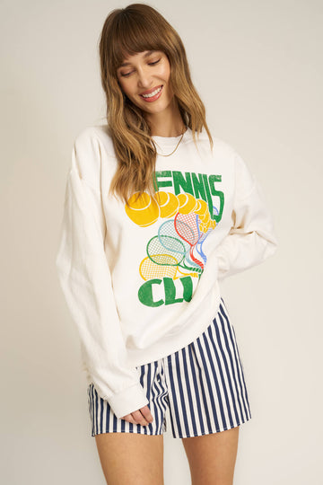 Tennis Club Oversized Sweatshirt in Snowflake