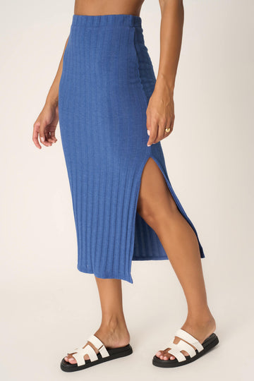 Tetsu Textured Rib Skirt in Electric Indigo