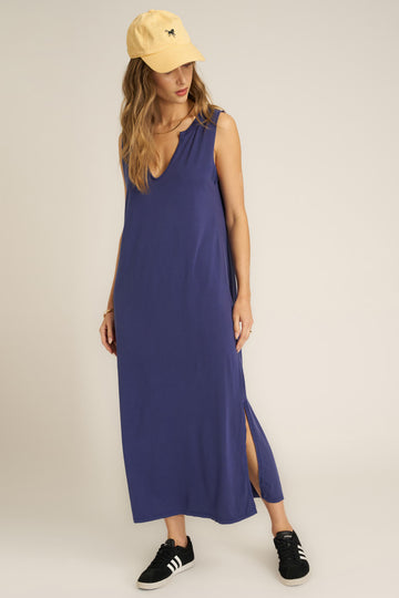 Ventura Notch Neck Dress in Rich Indigo