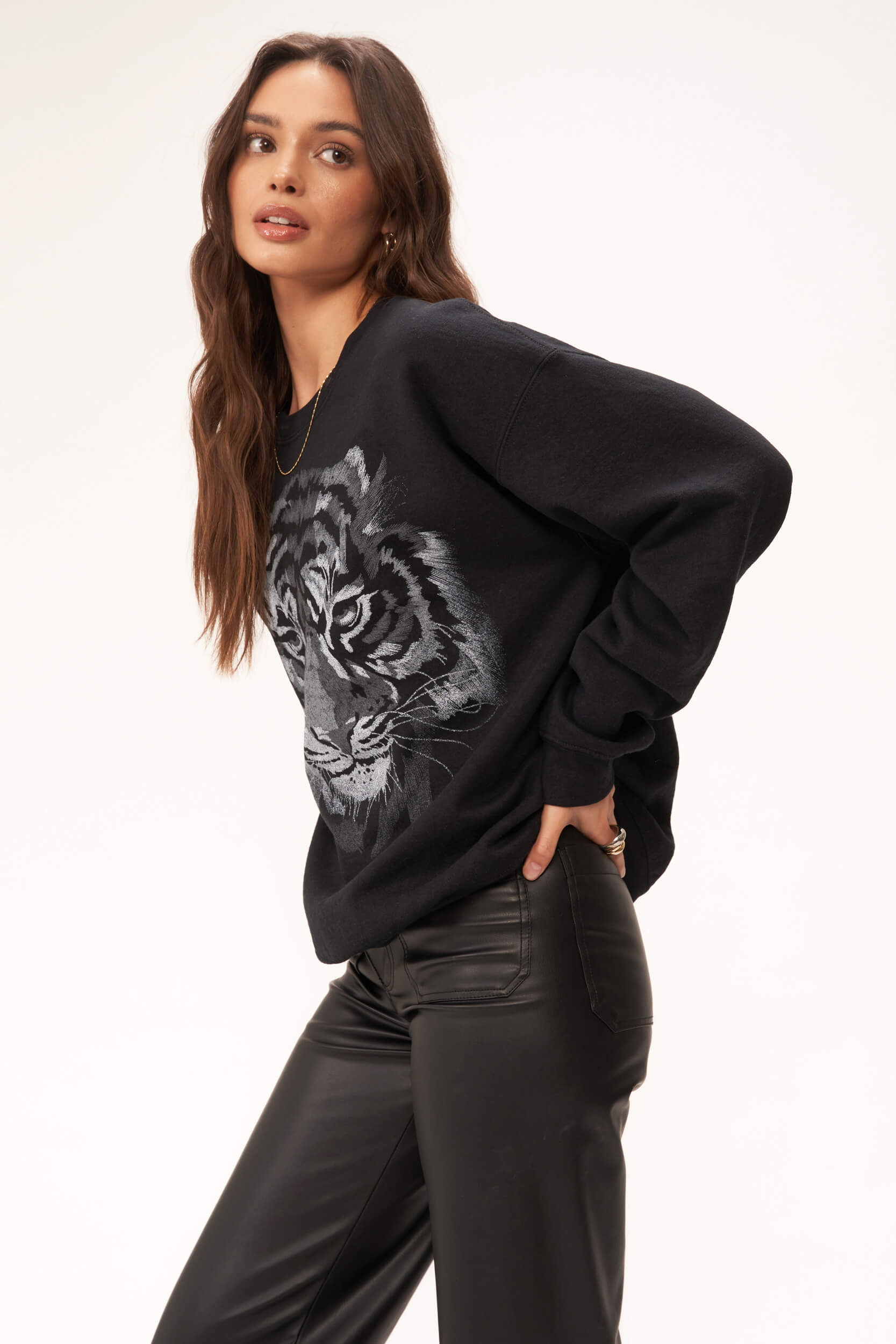 Tiger Oversized Sweatshirt - Black – T SOCIAL PROJECT